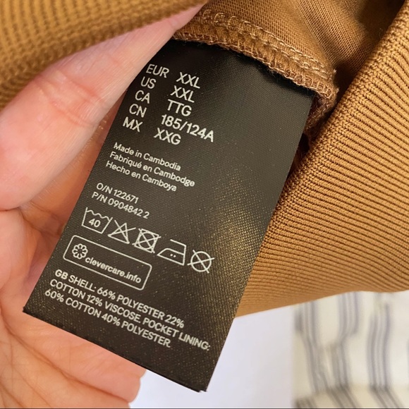 H & M Brown Sweatshirt Preppy Academia Zip Up Bomber Jacket Pockets XXL - Picture 10 of 10